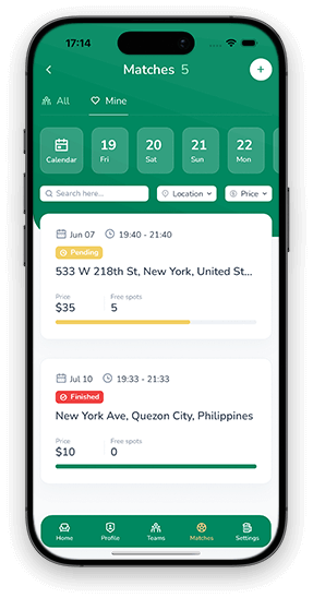Organize a match – TeamShuffle